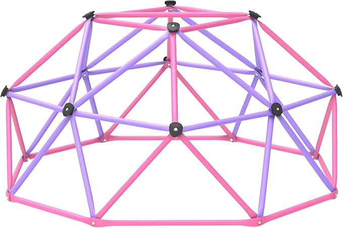Gardenature 6FT Climbing Dome for Kids 3-8, Jungle Gym for Indoor and Outdoor, Geometric Dome Climber Supporting 440 Lbs Anti-Rust Metal Play Structure, Kids Gift Toys, ASTM Approved, Pink & Purple