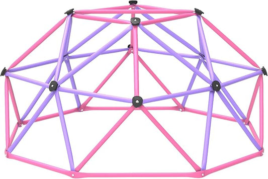 Gardenature 6FT Climbing Dome for Kids 3-8, Jungle Gym for Indoor and Outdoor, Geometric Dome Climber Supporting 440 Lbs Anti-Rust Metal Play Structure, Kids Gift Toys, ASTM Approved, Pink & Purple