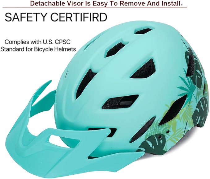 Kids Bike Helmet,Bavilk Kids Boys Girls Bike Helmets with LED Light Detachable Visor Children Youth Teen Multi-Sport for Skating Cycling Scooter Skateboard Adjustable & Lightweight 19.7"-22.4"