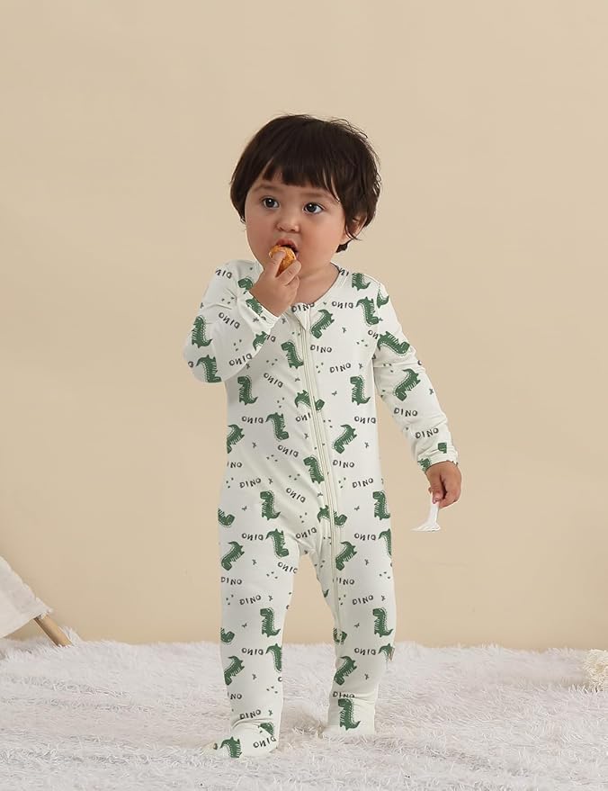 Jimonda Baby Girls Boys Footed Pajamas,Rayon From Bamboo,2 Way Zipper Long Sleeve Soft Sleeper Pjs,Infant Tie-dye Romper