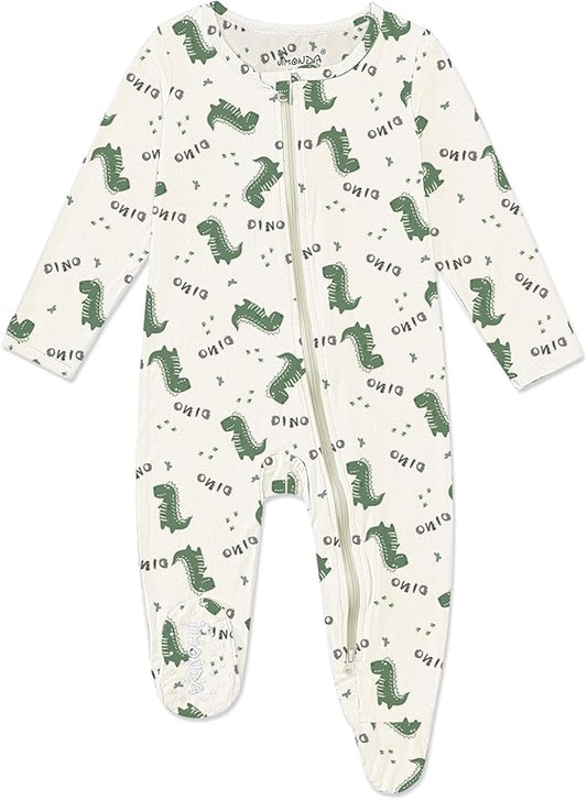 Jimonda Baby Girls Boys Footed Pajamas,Rayon From Bamboo,2 Way Zipper Long Sleeve Soft Sleeper Pjs,Infant Tie-dye Romper