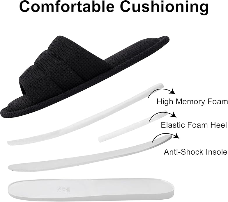 shevalues Summer House Slippers for Women Men Breathable Waffle Indoor Slippers Slip-on Open Toe Home Shoes