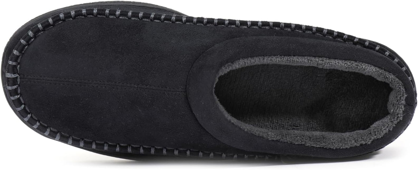 Zigzagger Men's Slip On Moccasin Slippers, Indoor/Outdoor Warm Fuzzy Comfy House Shoes, Fluffy Wide Loafer Slippers