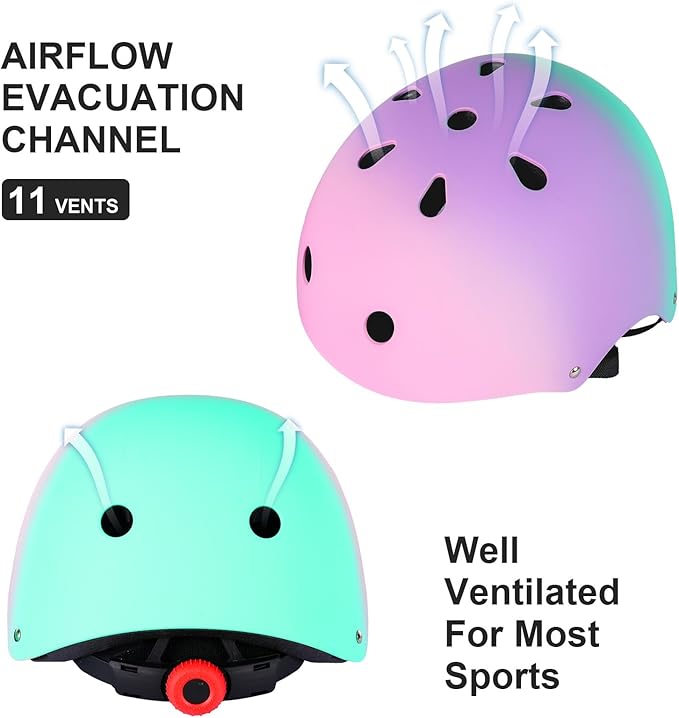 Kids Bike Helmet for 3-5-8-14+ Age Girls and Boys, Kids Helmet with Knee Pads Elbow Pads Wrist Guards,Ventilation Multi-Sport Scooter Roller Skate Rollerblading Skateboarding Climbing Cycling