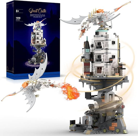 WINNER SPACE Lighting Magic Castle Wizarding Bank Building Sets, Magic Castle Architecture Model Collection Display, Dragon Toys, Ideas Building Toy for Adults Boys Girls (1056 PCS)