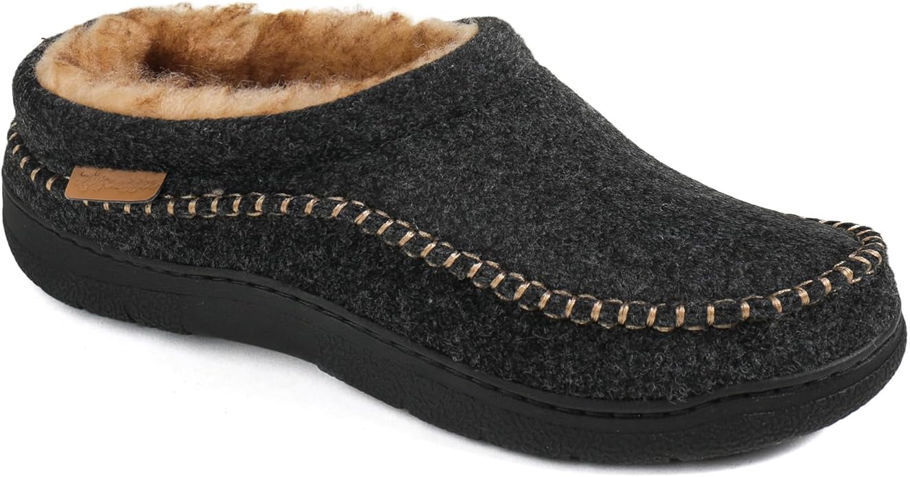 Zigzagger Men's Slip On Moccasin Slippers, Indoor/Outdoor Warm Fuzzy Comfy House Shoes, Fluffy Wide Loafer Slippers
