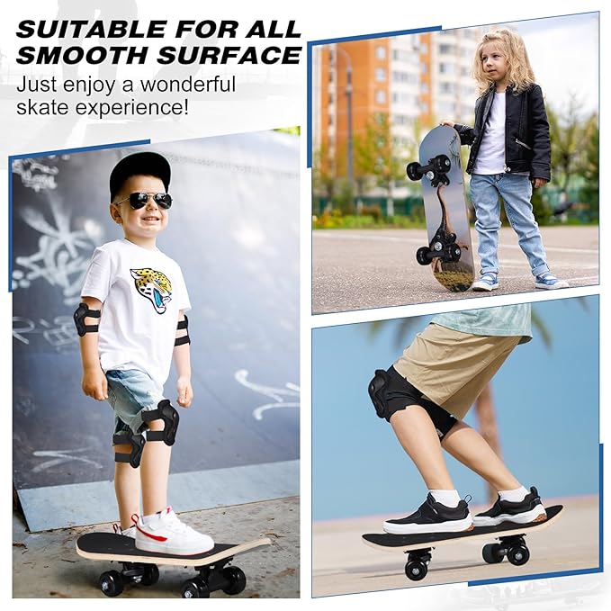Honoson 7 Pcs Skateboard for Toddlers Beginners Knee Elbow Pads Wrist Guards Gear Set