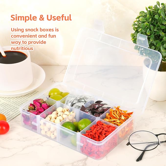 AQSXO 8 Pcs Snack Box Container, 8 Compartments Snack Containers Reusable Meal Prep Lunch Containers.