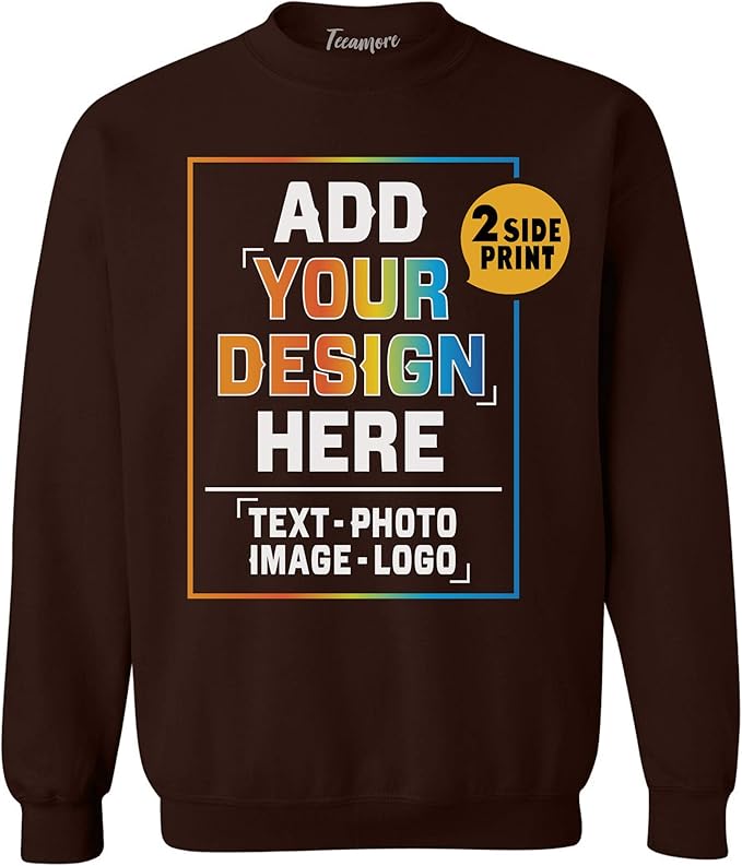 TEEAMORE Custom Front & Back Print T-Shirt Hoodie Sweatshirt Long Sleeve Tank Top with Your Image for Men Women Kids Baby