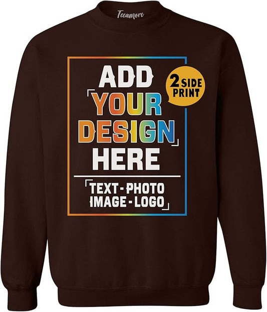 TEEAMORE Custom Front & Back Print T-Shirt Hoodie Sweatshirt Long Sleeve Tank Top with Your Image for Men Women Kids Baby