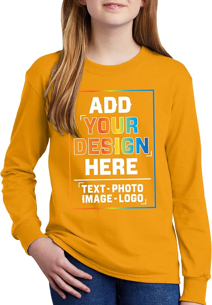 TEEAMORE Custom Front & Back Print T-Shirt Hoodie Sweatshirt Long Sleeve Tank Top with Your Image for Men Women Kids Baby