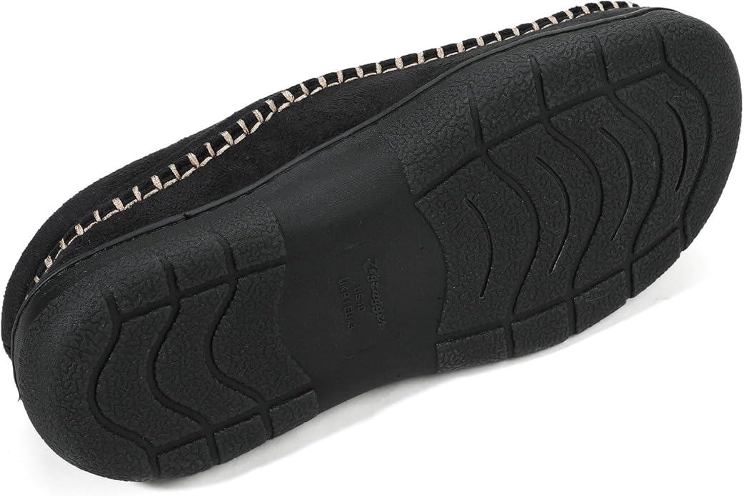 Zigzagger Men's Slip On Moccasin Slippers, Indoor/Outdoor Warm Fuzzy Comfy House Shoes, Fluffy Wide Loafer Slippers