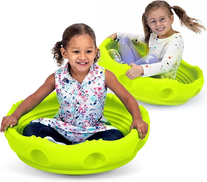 Simplay3 Two Sided Rock Around Wobble Disk and Climbing Dome 2 Pack for Toddlers and Kids - Rocking and Climbing - Indoor/Outdoor - Yellow/Green, Made in USA (2 Pack)