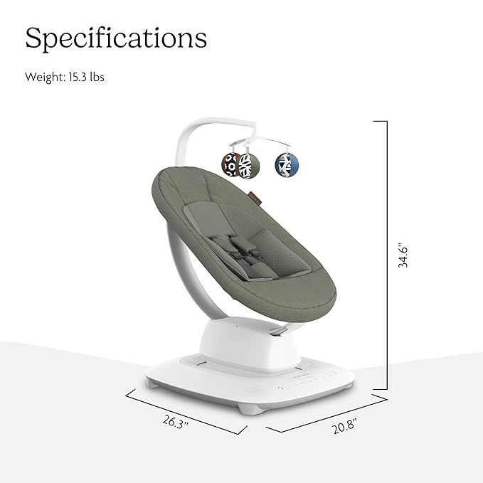 UPPAbaby Mamaroo Smart Swing – Customizable Soothing Modes with MotionSync Technology – Infant Recline + Bluetooth Enabled – Included Newborn Insert – Camila (Dark Green Mélange)