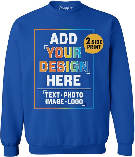 TEEAMORE Custom Front & Back Print T-Shirt Hoodie Sweatshirt Long Sleeve Tank Top with Your Image for Men Women Kids Baby