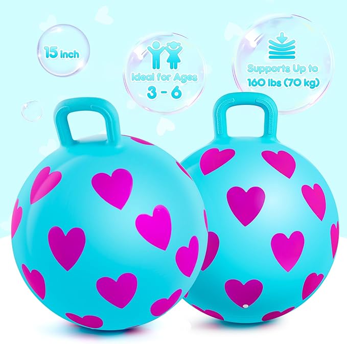 PlayZap Hopper Balls for Kids 3-6, Bouncy Ball with Handle, Inflatable Bouncing Hopper, Garden Hopping Toys Girls Boys Gifts