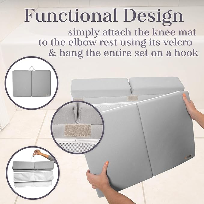 Premium Bath Kneeler, Baby Bath Kneeler and Elbow Rest Pad Set, Kneeling Pad for Bathing Baby, Knee Pads for Bathing Babies (Gray, X-Large (22 Inches × 15 Inches))