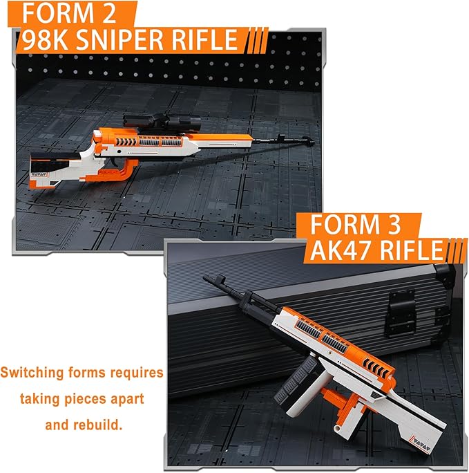 LITTLE FROGGY Toys 3-in-1 Building Block Gun Compatible with Lego Bricks Features Pistol Sniper Rifle Ideal Gift for Boys 273 PCS