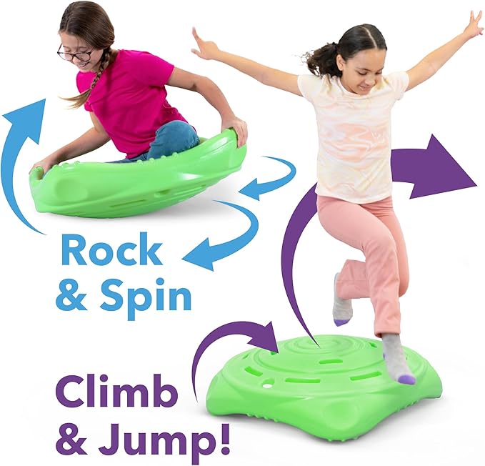 Simplay3 Rock and Spin Sensory XL Wobble Disk, Climbing Dome for Toddlers and Kids Rocking and Climbing, Indoor/Outdoor, Lime Sherbert, 1 Pack, Ages 2-12 Years