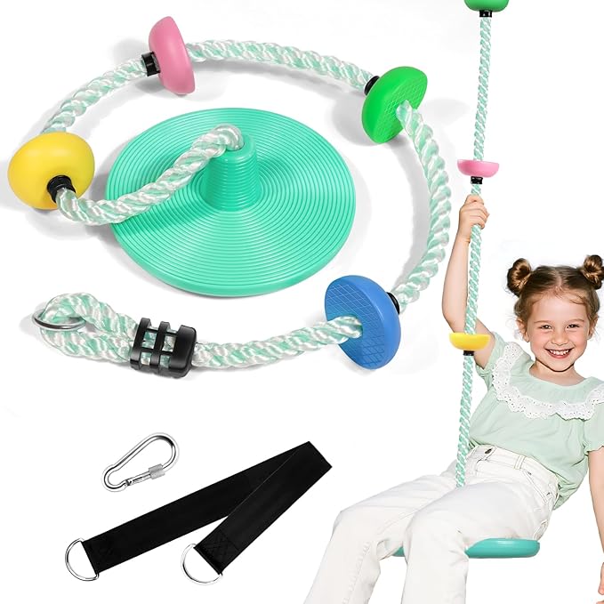 ZNCMRR Tree Swings for Kids Outdoor Rope Swing for Tree Climbing Rope for Kids Disc Swing Indoor Outdoor Swing Set Accessories(Candy Green)