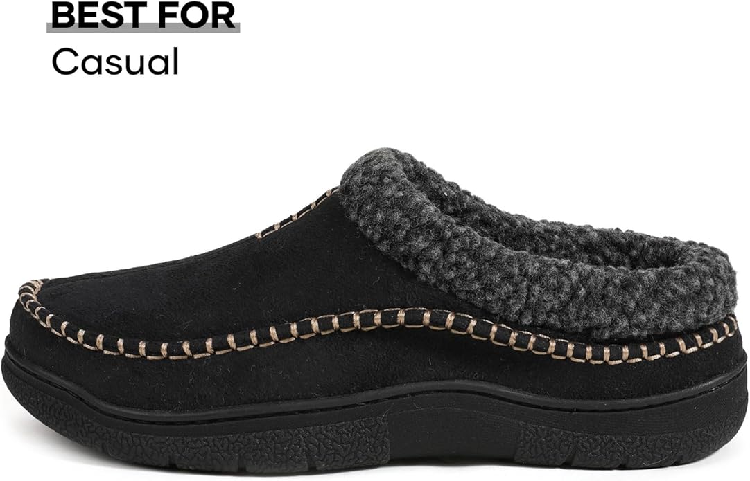 Zigzagger Men's Slip On Moccasin Slippers, Indoor/Outdoor Warm Fuzzy Comfy House Shoes, Fluffy Wide Loafer Slippers