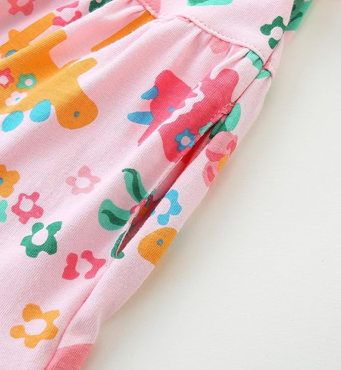 Bumeex Girl's Dresses Cotton Ruffle Sleeve Tiered Swing A-Line Cute Midi Casual Sundress