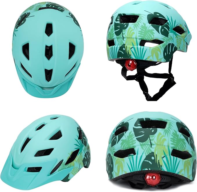 Kids Bike Helmet,Bavilk Kids Boys Girls Bike Helmets with LED Light Detachable Visor Children Youth Teen Multi-Sport for Skating Cycling Scooter Skateboard Adjustable & Lightweight 19.7"-22.4"