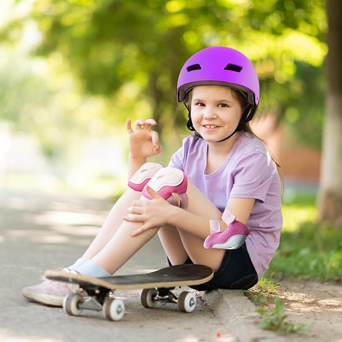 Kids Bike Helmet for 3-5-8-14+ Age Girls and Boys, Kids Helmet with Knee Pads Elbow Pads Wrist Guards,Ventilation Multi-Sport Scooter Roller Skate Rollerblading Skateboarding Climbing Cycling