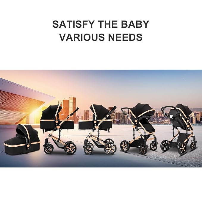 2 in 1 Baby Stroller, Convertible Reversible Infant Stroller with One-Click Folding, Newborn Toddler Travel Stroller Standard Carriage Pram (2US588-GREY)