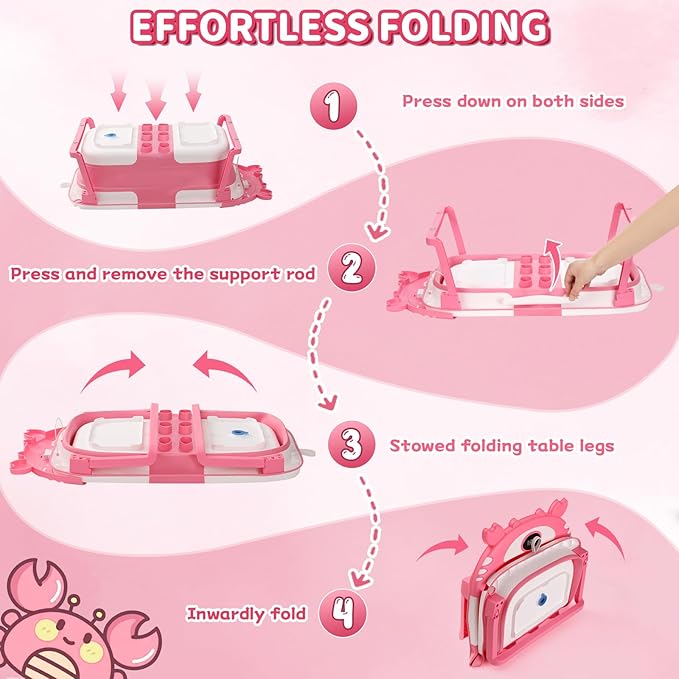 Baby Bathtub,Collapsible Baby Bath Tub with Thermometer & Soft Floating Cushion,Portable Travel Baby Bathtubs for Newborns to Toddlers 0-36 Months(Crab Blue)