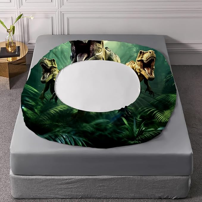 Dinosaurs Bed Sheets Full for Boys Kids 3D Realistic Dinosaur Green Fitted Sheets Set Breathable Dinosaur Bed Sheet Kids Soft Microfiber Bedding Sheets Set