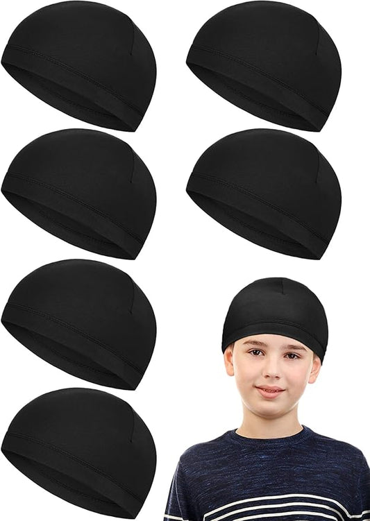Geyoga 6 Pcs Skull Cap for Kids Helmet Liner Youth Wave Cap for Sport Football Basketball Ski Cycling Outdoor Activities