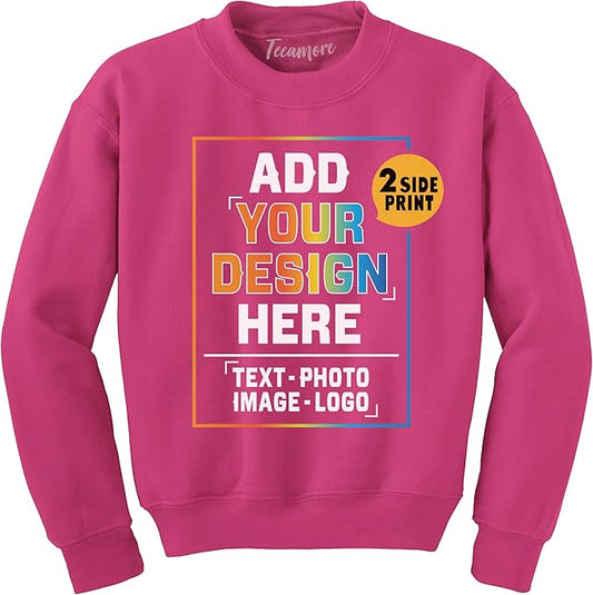 TEEAMORE Custom Front & Back Print T-Shirt Hoodie Sweatshirt Long Sleeve Tank Top with Your Image for Men Women Kids Baby