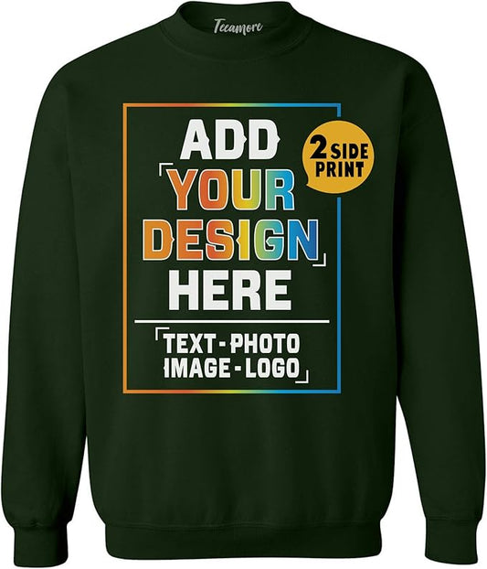 TEEAMORE Custom Front & Back Print T-Shirt Hoodie Sweatshirt Long Sleeve Tank Top with Your Image for Men Women Kids Baby