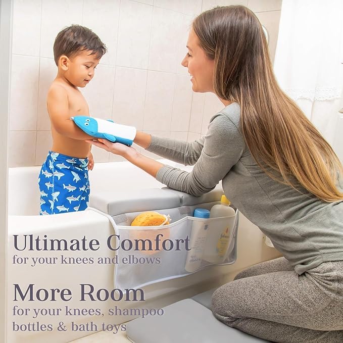 Premium Bath Kneeler, Baby Bath Kneeler and Elbow Rest Pad Set, Kneeling Pad for Bathing Baby, Knee Pads for Bathing Babies (Gray, X-Large (22 Inches × 15 Inches))