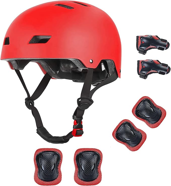 Kids Bike Helmet for 3-5-8-14+ Age Girls and Boys, Kids Helmet with Knee Pads Elbow Pads Wrist Guards,Ventilation Multi-Sport Scooter Roller Skate Rollerblading Skateboarding Climbing Cycling