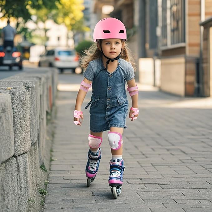 Kids Bike Helmet for 3-5-8-14+ Age Girls and Boys, Kids Helmet with Knee Pads Elbow Pads Wrist Guards,Ventilation Multi-Sport Scooter Roller Skate Rollerblading Skateboarding Climbing Cycling