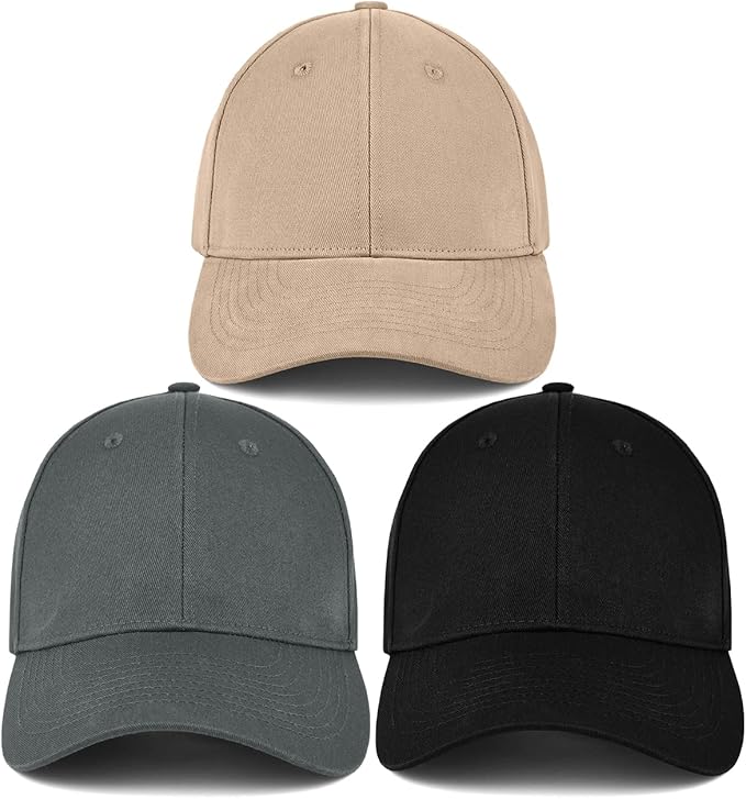 3 Pack Unisex Cotton Baseball Cap Adjustable Unconstructed Plain Sport Dad Golf Hat for Men and Women