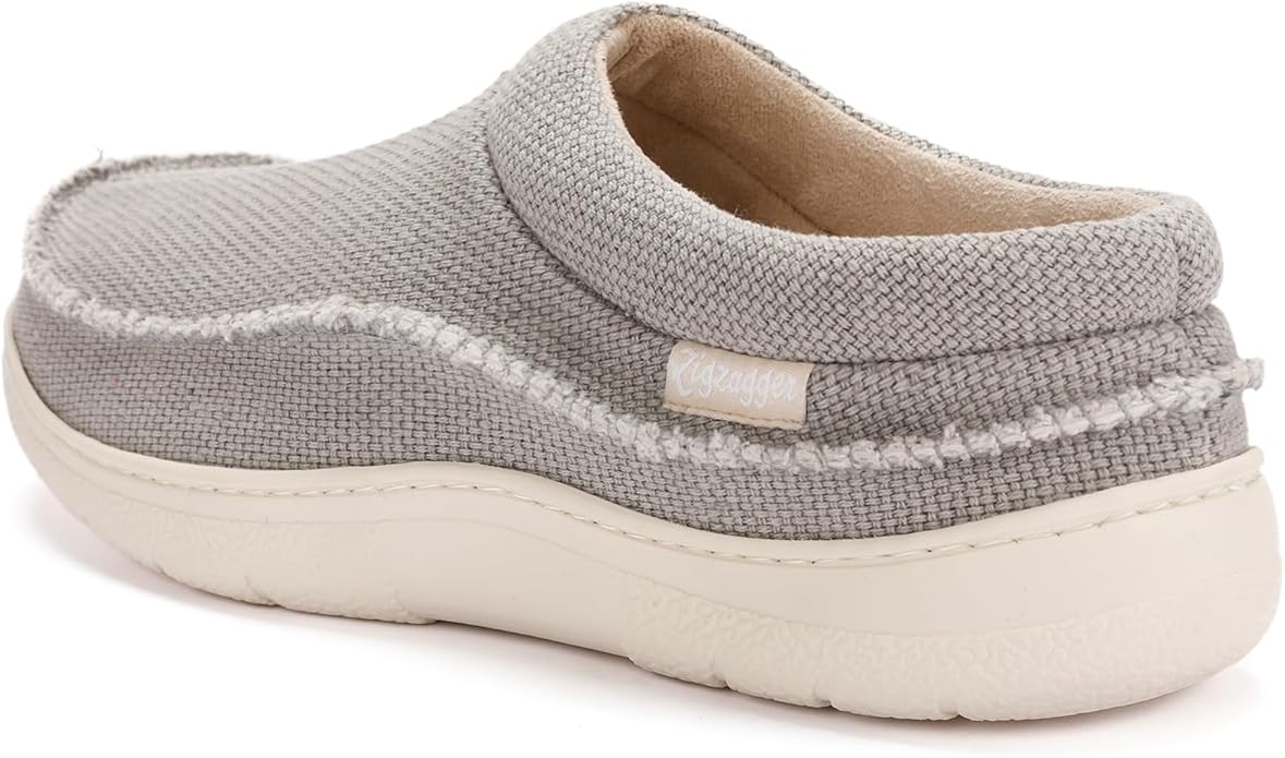 Zigzagger Men's Slip On Moccasin Slippers, Indoor/Outdoor Warm Fuzzy Comfy House Shoes, Fluffy Wide Loafer Slippers