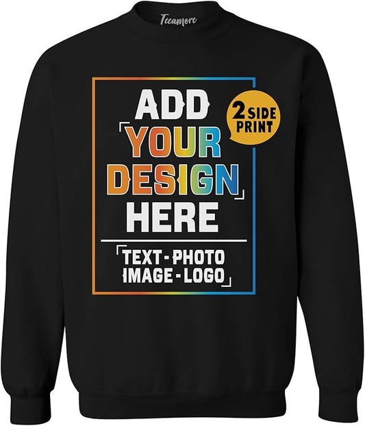 TEEAMORE Custom Front & Back Print T-Shirt Hoodie Sweatshirt Long Sleeve Tank Top with Your Image for Men Women Kids Baby