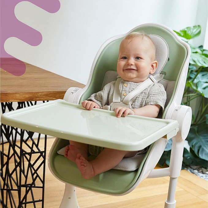 ORIBEL Cocoon Z High Chair & Baby Lounger | Perfect High Chair for Toddlers/Newborns | Glides Easily on All Surfaces | Secure Locks | Convertible Chair for Napping & Feeding (Avocado Green)