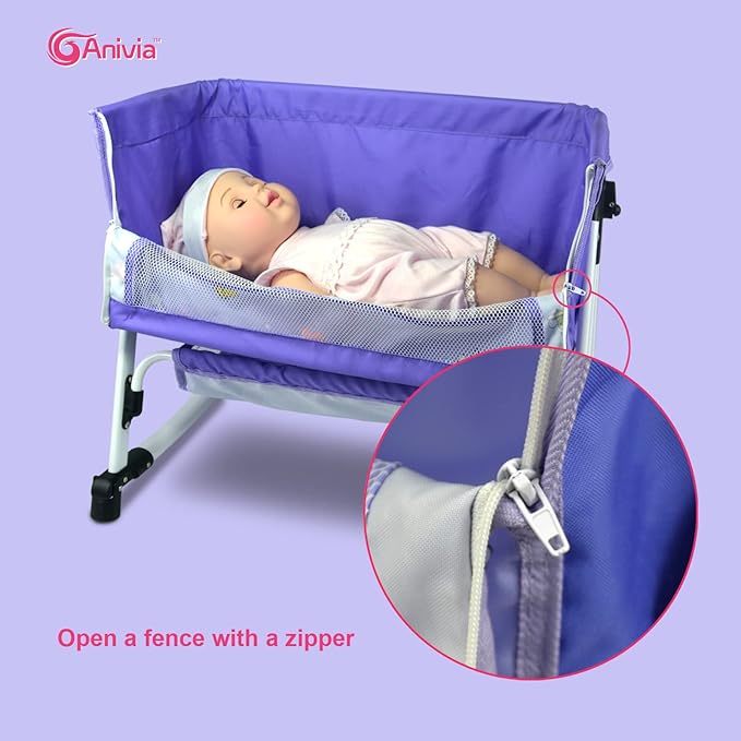 Anivia Doll Bed Furniture 2 Function Toy, Doll Bed and Doll Swings Together for 18 inches Baby Dolls, Baby Doll Crib with Bottom (DP601PURPLE)