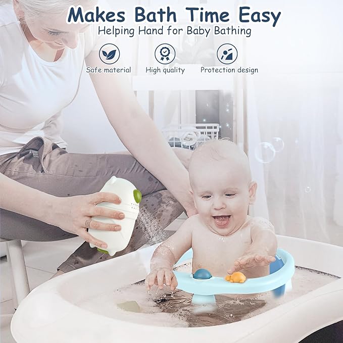 Baby Bath Seat for Babies 6 Months & Up - Bathtub Seats for Babies Sitting Up with Rinse Cup, Non-Slip, Comfortable, Infant Bath Essentials, Blue