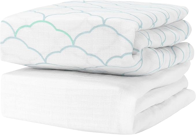 Newton Baby Fitted Dual Layer Crib Sheet (2-Pack) - Ultra Breathable and Soft, Organic Gauze, Fits All Standard Cribs, White Dreamweaver