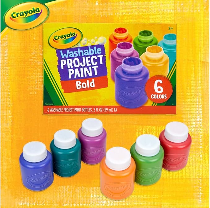 Crayola Washable Kids Paint (6ct), Essential Preschool Supplies, Paint Set for Kids, Must Have Arts & Crafts Supplies, Nontoxic, Preschool Learning Activities for Toddlers