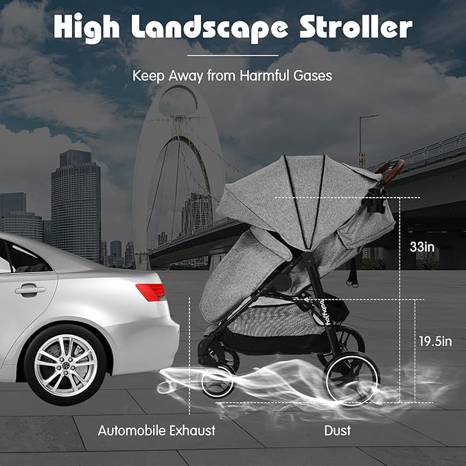 BABY JOY Baby Stroller, High Landscape Infant Carriage Newborn Pushchair with Foot Cover, Cup Holder, 5-Point Harness, Adjustable Backrest & Canopy, Suspension Wheels, Easy One-Hand Fold (Gray)