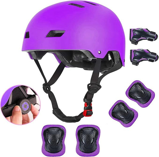 Kids Bike Helmet for 3-5-8-14+ Age Girls and Boys, Kids Helmet with Knee Pads Elbow Pads Wrist Guards,Ventilation Multi-Sport Scooter Roller Skate Rollerblading Skateboarding Climbing Cycling