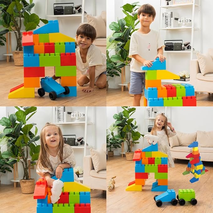 PLATPORTS Big Blocks- Big Jumbo Blocks - Large Building Blocks - Large Blocks - Giant Building Blocks - Jumbo Blocks - Big Blocks for Kids Ages 4-8