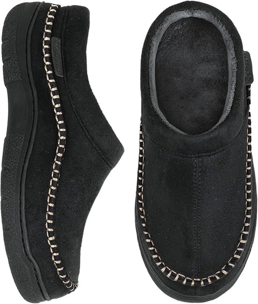 Zigzagger Men's Slip On Moccasin Slippers, Indoor/Outdoor Warm Fuzzy Comfy House Shoes, Fluffy Wide Loafer Slippers