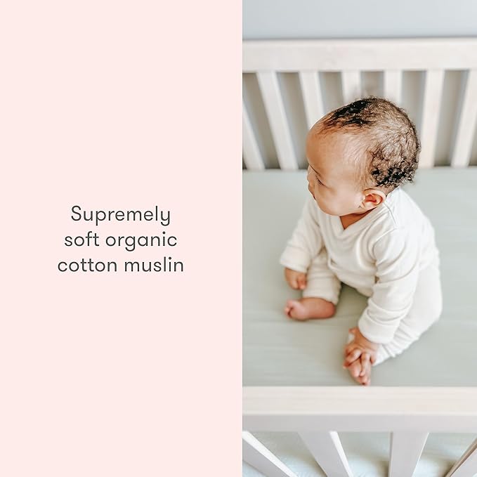 Newton Baby Fitted Dual Layer Crib Sheet (2-Pack) - Ultra Breathable and Soft, Organic Gauze, Fits All Standard Cribs, Oatmeal